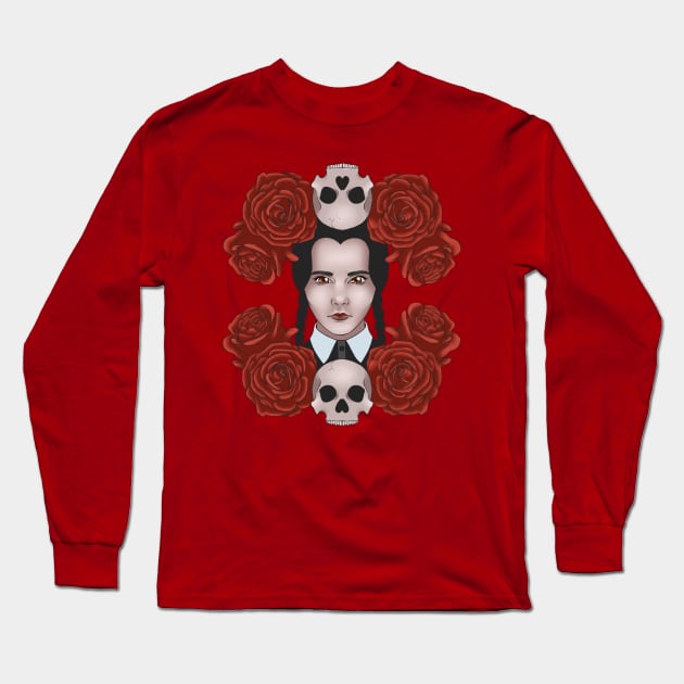 Wednesday Addams Long Sleeve T-Shirt by JessieiiiDesign